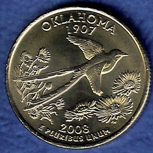 OK Oklahoma Uncirculated State Quarter (MS-60 or better) from Mint Bags.