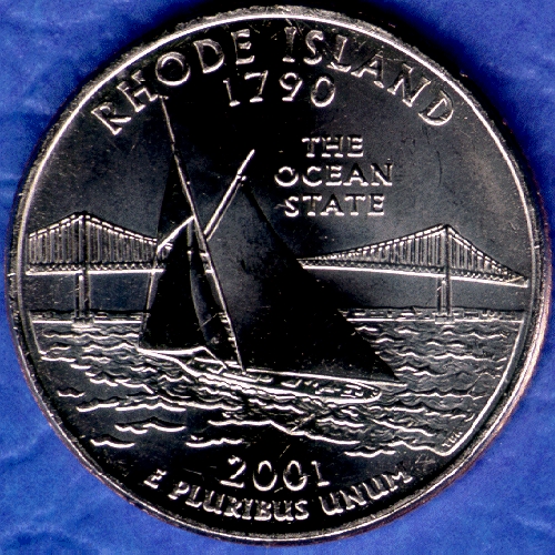 RI Rhode Island Uncirculated State Quarter (MS-60 or better) from Mint Bags.