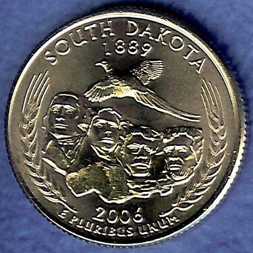 SD South Dakota Uncirculated State Quarter (MS-60 or better) from Mint Bags.